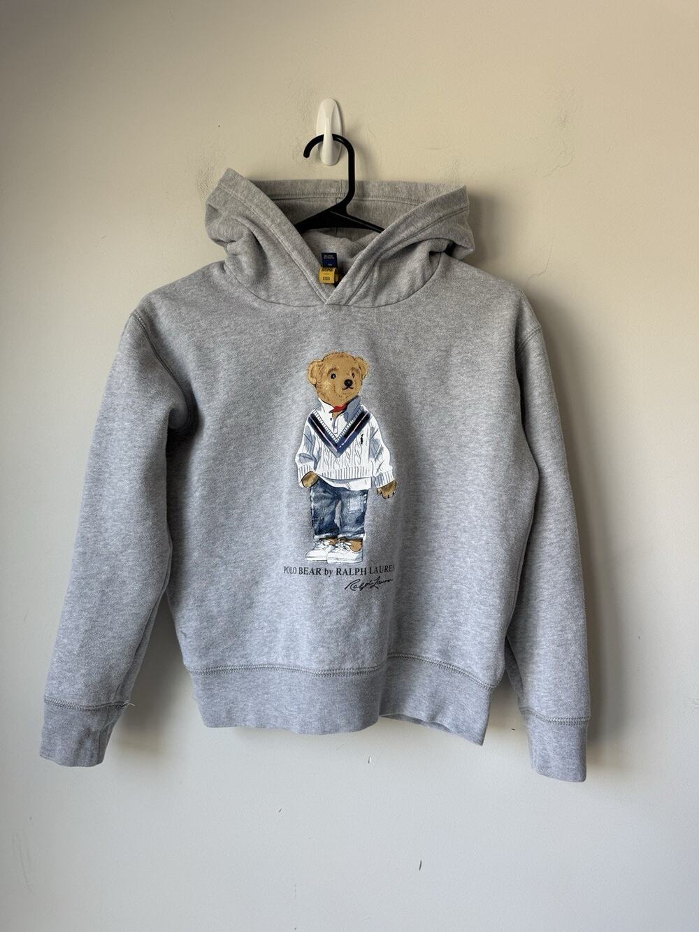 Polo Ralph Lauren Polo Bear Fleece Hoodie Boys L Large 14 16 L Gray School